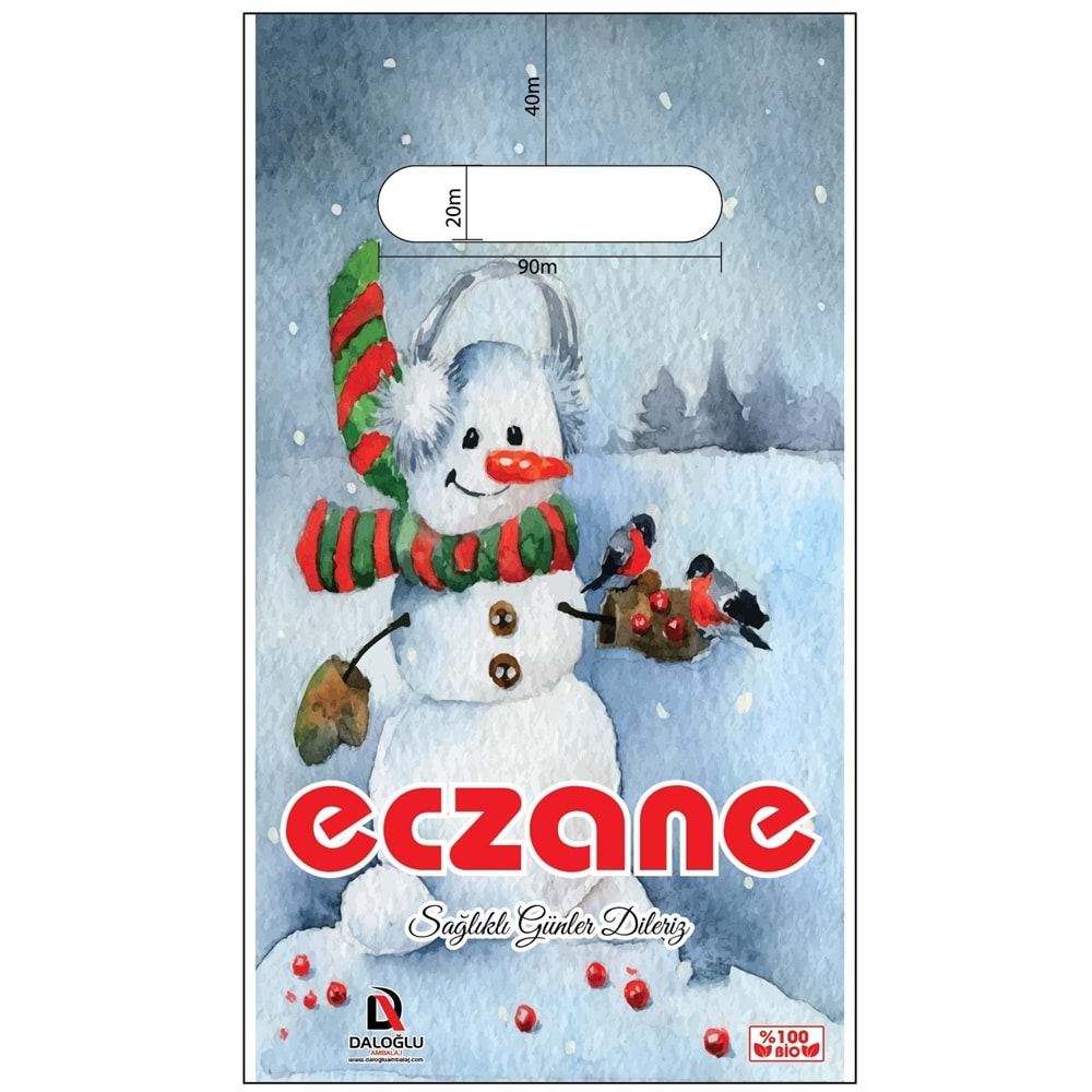 Bio Poşet Kardan Adam Temalı Elgeçme 16X28