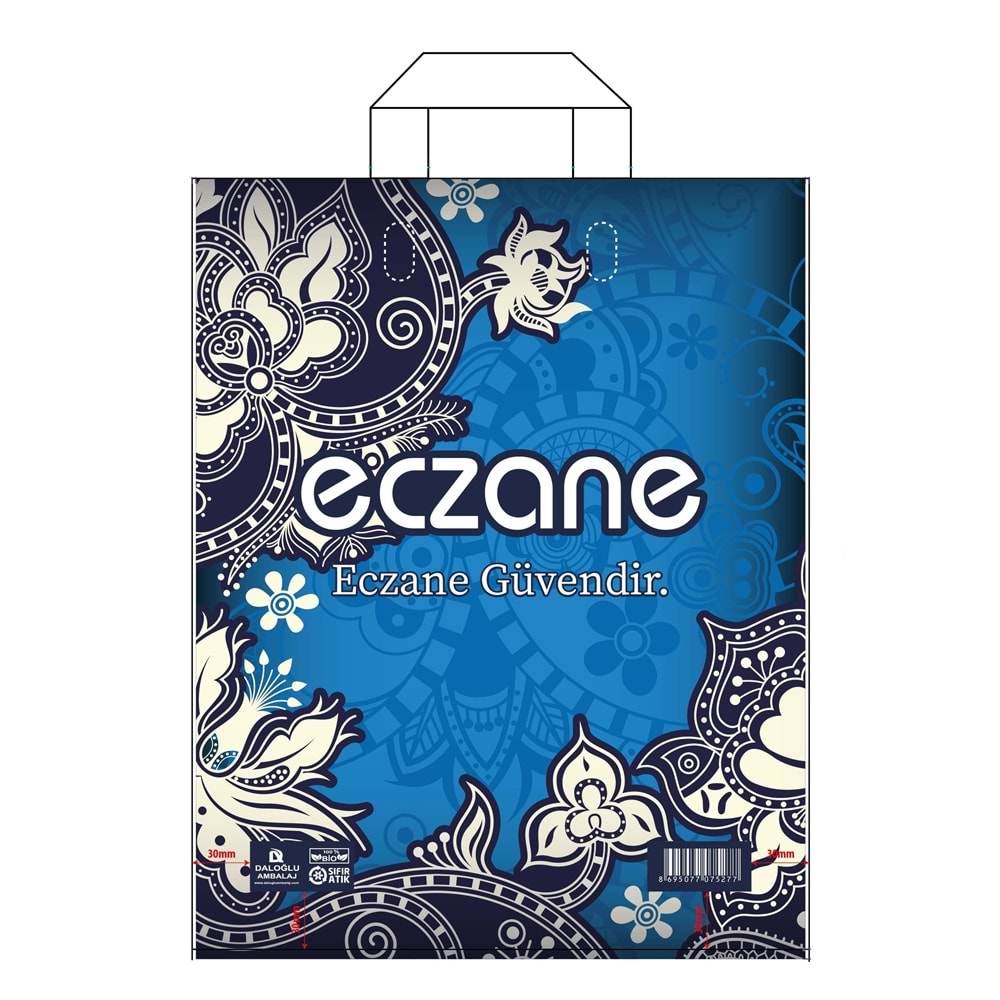 Bio Poşet Mavi Motiv Temalı Yumuşak Saplı 32X38