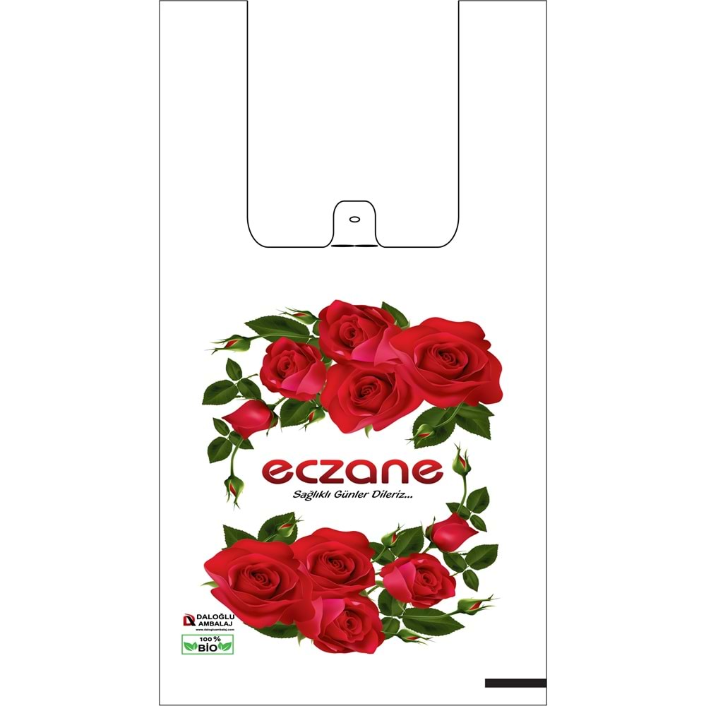 Bio Poşet Kırmızı Gül Temalı Atlet 22X40